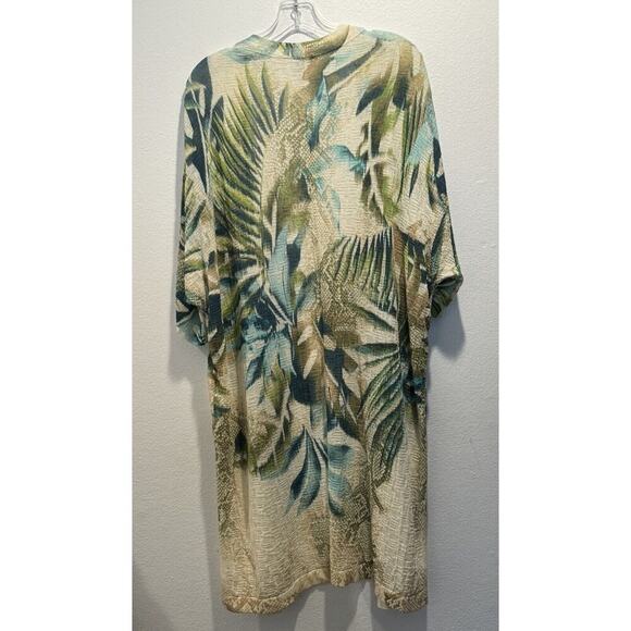 Chico’s Size 1 Medium Beach Comber Open Cardigan Tropical Print Coastal Boho - Picture 3 of 8